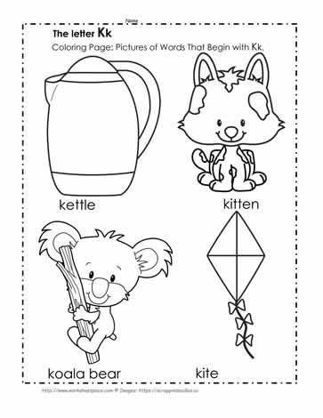The Letter K Coloring Pictures